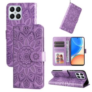 For Honor X8 / X30i Embossed Sunflower Leather Phone Case(Purple) (OEM)