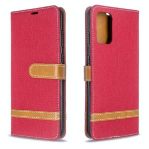 For Galaxy S20+ Color Matching Denim Texture Horizontal Flip PU Leather Case with Holder & Card Slots & Wallet & Lanyard(Red) (OEM)