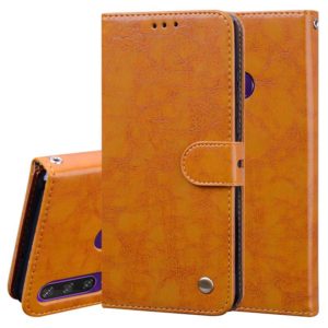 For Huawei Y6P 2020 Business Style Oil Wax Texture Horizontal Flip Leather Case with Holder & Card Slots & Wallet(Yellow) (OEM)