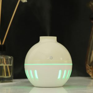 Wood Grain USB Hollowed-out Humidifier Seven Color Aromatherapy Lamp Automatic Alcohol Sprayer with Remote Control(White-3) (OEM)
