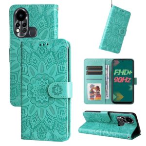 For Infinix Hot 11s Embossed Sunflower Leather Phone Case(Green) (OEM)