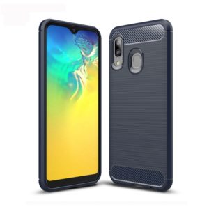 Brushed Texture Carbon Fiber TPU Case for Galaxy A20e (Navy Blue) (OEM)