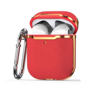 Plated Fabric PC Protective Cover Case For AirPods 1 / 2(Red + Gold) (OEM)