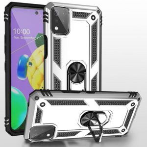 For LG K53 Shockproof TPU + PC Protective Case with 360 Degree Rotating Holder(Silver) (OEM)