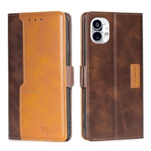 For Nothing Phone 1 Contrast Color Side Buckle Leather Phone Case(Dark Brown + Gold) (OEM)