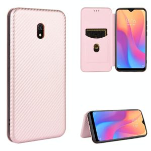 For Xiaomi Redmi 8A Carbon Fiber Texture Horizontal Flip TPU + PC + PU Leather Case with Card Slot(Pink) (OEM)