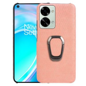 For OnePlus Nord 2T 5G Ring Holder Honeycomb PU Phone Case(Pink) (OEM)