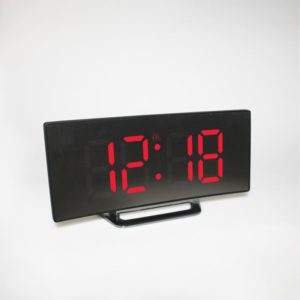 6507 Curved Big Screen Electronic Clock LED Mirror Mute Alarm Clock(Red) (OEM)