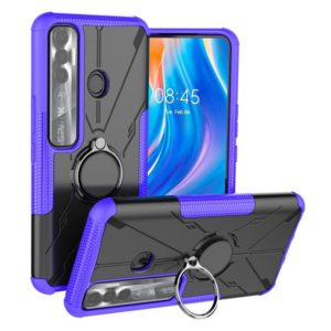 For Tecno Spark 7 Pro Armor Bear Shockproof PC + TPU Phone Protective Case with Ring Holder(Purple) (OEM)