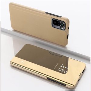 For Redmi Note 10 4G / Redmi Note 10S Plated Mirror Horizontal Flip Leather Case with Holder(Gold) (OEM)