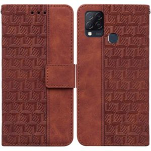 For Infinix Hot 10s / Hot 10T Geometric Embossed Leather Phone Case(Brown) (OEM)