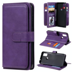 For Samsung Galaxy M51 Multifunctional Magnetic Copper Buckle Horizontal Flip Solid Color Leather Case with 10 Card Slots & Wallet & Holder & Photo Frame(Purple) (OEM)
