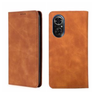 For Honor 50 SE Skin Feel Magnetic Horizontal Flip Leather Phone Case(Light Brown) (OEM)