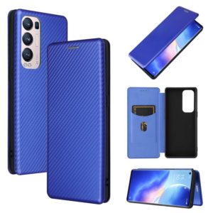 For OPPO Reno5 Pro+ Carbon Fiber Texture Horizontal Flip TPU + PC + PU Leather Case with Card Slot(Blue) (OEM)