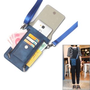6.3 inch and Below Universal PU Leather Double Zipper Shoulder Carrying Bag with Card Slots & Wallet for Sony, Huawei, Meizu, Lenovo, ASUS, Cubot, Oneplus, Dreami, Oukitel, Xiaomi, Ulefone, Letv, DOOGEE, Vkworld, and other Smartphones (Dark Blue) (OEM)