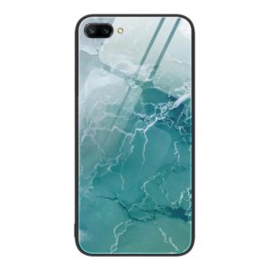 For Honor 10 Marble Pattern Glass Protective Phone Case(Green Ocean) (OEM)