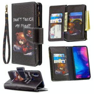 For Xiaomi Redmi Note 7 Colored Drawing Pattern Zipper Horizontal Flip Leather Case with Holder & Card Slots & Wallet(Bear) (OEM)