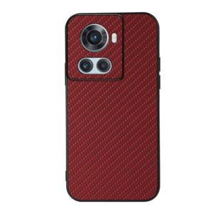 For OnePlus Ace Accurate Hole Carbon Fiber Texture PU Phone Case(Red) (OEM)