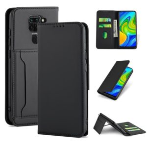 For Xiaomi Redmi 10X 4G Strong Magnetism Shockproof Horizontal Flip Liquid Feel Leather Case with Holder & Card Slots & Wallet(Black) (OEM)