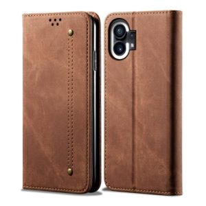 For Noting Phone 1 Denim Texture Casual Style Leather Phone Case(Brown) (OEM)