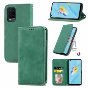 For OPPO A54 4G Retro Skin Feel Business Magnetic Horizontal Flip Leather Case With Holder & Card Slots & Wallet & Photo Frame(Green) (OEM)