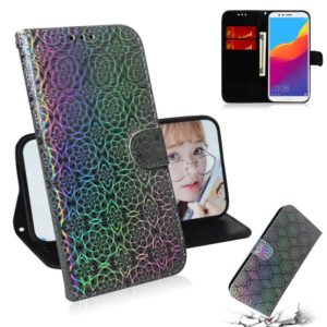 For Huawei Y6 2018 / Honor 7A Solid Color Colorful Magnetic Buckle Horizontal Flip PU Leather Case with Holder & Card Slots & Wallet & Lanyard(Silver) (OEM)