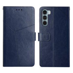 For Motorola Moto G200 5G Y Stitching Horizontal Flip Leather Phone Case(Blue) (OEM)