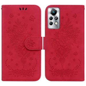For Infinix Note 11 Pro / Note 11s Butterfly Rose Embossed Leather Phone Case(Red) (OEM)