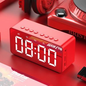 AEC BT506 Speaker with Mirror, LED Clock Display, Dual Alarm Clock, Snooze, HD Hands-free Calling, HiFi Stereo(Red) (AEC) (OEM)
