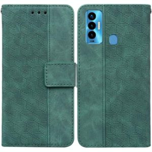 For Tecno Camon 18i Geometric Embossed Leather Phone Case(Green) (OEM)