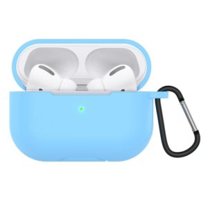 Solid Color Silicone Earphone Protective Case for AirPods Pro, with Hook(Sky Blue) (OEM)