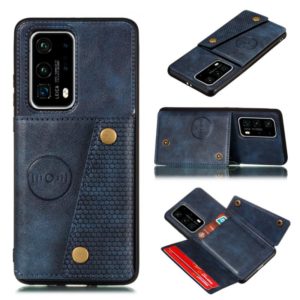 For Huawei P40 PU + TPU Shockproof Magnetic Protective Case with Card Slots(Blue) (OEM)