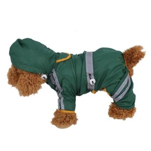 Waterproof Jacket Clothes Fashion Pet Raincoat Puppy Dog Cat Hoodie Raincoat, Size:M(Green) (OEM)