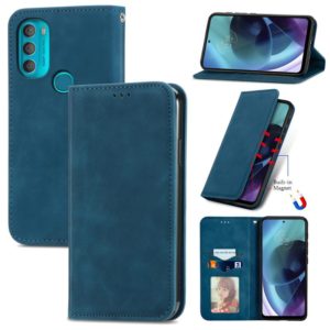 For Motorola Moto G71 5G Retro Skin Feel Magnetic Horizontal Flip Leather Phone Case(Blue) (OEM)