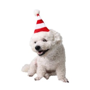 Western Red and White Striped Pet Dog Christmas Hat, Comfortable Children Dressing Up Christmas Hat(Red) (OEM)