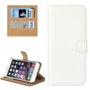 For iPhone 8 Plus & 7 Plus Genuine Split Horizontal Flip Leather Case with Holder & Card Slots & Wallet(White) (OEM)