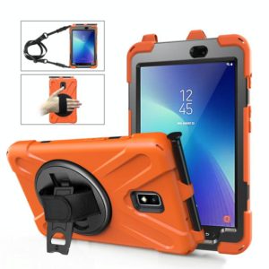 For Samsung Galaxy Tab Active 2 8.0 T390/T395/T397 Shockproof Colorful Silicone + PC Protective Case with Holder & Hand Grip Strap & Pen Slot(Orange) (OEM)
