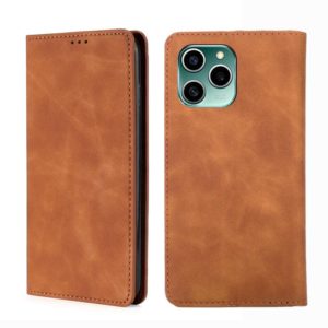 For Honor 60 SE Skin Feel Magnetic Horizontal Flip Leather Phone Case(Light Brown) (OEM)