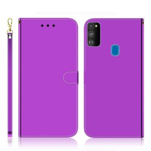 For Galaxy M30s Imitated Mirror Surface Horizontal Flip Leather Case with Holder & Card Slots & Wallet & Lanyard(Purple) (OEM)
