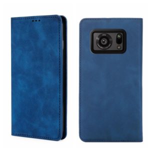For Sharp Aquos R6 Skin Feel Magnetic Horizontal Flip Leather Phone Case(Blue) (OEM)