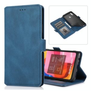 For Samsung Galaxy A20s Retro Magnetic Closing Clasp Horizontal Flip Leather Case with Holder & Card Slots & Photo Frame & Wallet(Navy Blue) (OEM)