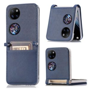 For Huawei P50 Pocket Litchi Pattern Card Folding Phone Case(Blue) (OEM)
