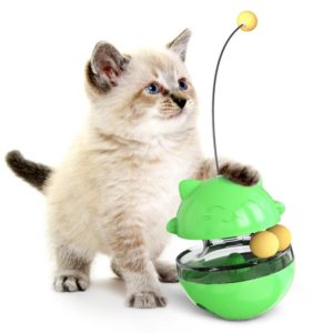 Cat Turntable Toy Leaking Food Ball Funny Cat Stick Tumbler Pet Toy(Green) (OEM)