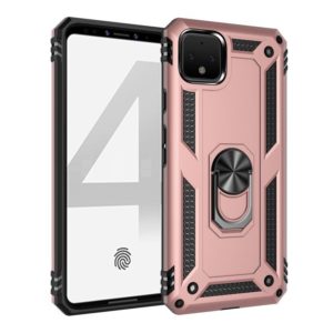 For Google Pixel 4 Shockproof TPU + PC Protective Case with 360 Degree Rotating Holder(Rose Gold) (OEM)