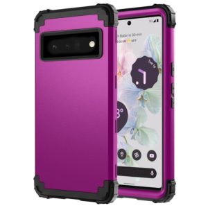 For Google Pixel 6 Pro 3 in 1 Shockproof PC + Silicone Protective Phone Case(Dark Purple + Black) (OEM)
