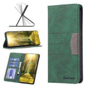 For Infinix Smart 6 BF10 Color Block Magnetic Flip Leather Phone Case(Green) (OEM)