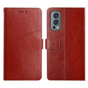 For OnePlus Nord 2 5G Y Stitching Horizontal Flip Leather Phone Case(Brown) (OEM)