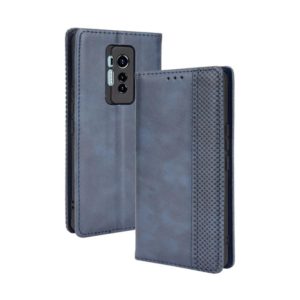 For Tecno Phantom X Magnetic Buckle Retro Pattern Horizontal Flip Leather Case with Holder & Card Slot & Wallet(Blue) (OEM)