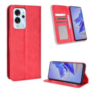 For ZTE Blade V40 Pro Magnetic Buckle Retro Texture Leather Phone Case(Red) (OEM)