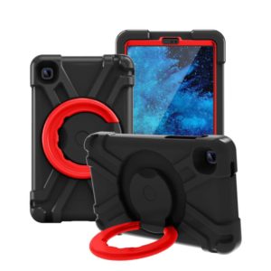 For Galaxy Tab A7 Lite T220/T225 PC + Silicone Shockproof Combination Case with 360 Degree Rotating Holder & Handle(Black+Red) (OEM)